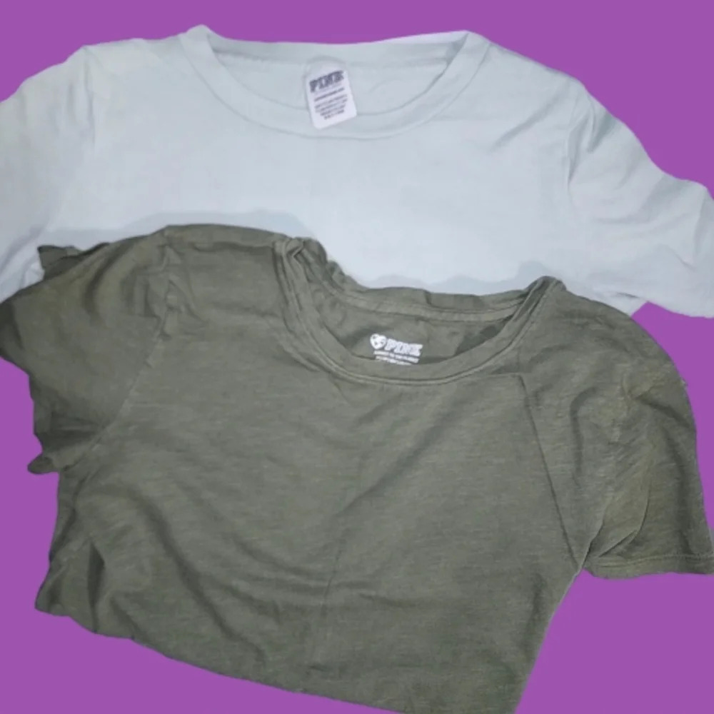 Victoria’s Secret PINK - Pair of Green Campus Short Sleeve Tees - Extra Small